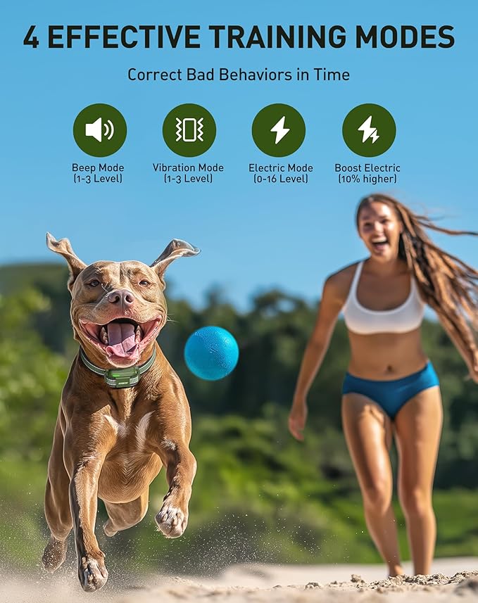 Jugbow Dog Training Collar - 4200FT Training Collar with Remote for 5-120lbs Large Medium Small Dogs, IPX8 Waterproof E Collar with 4 Training Modes, Security Lock, Rechargeable (Green)
