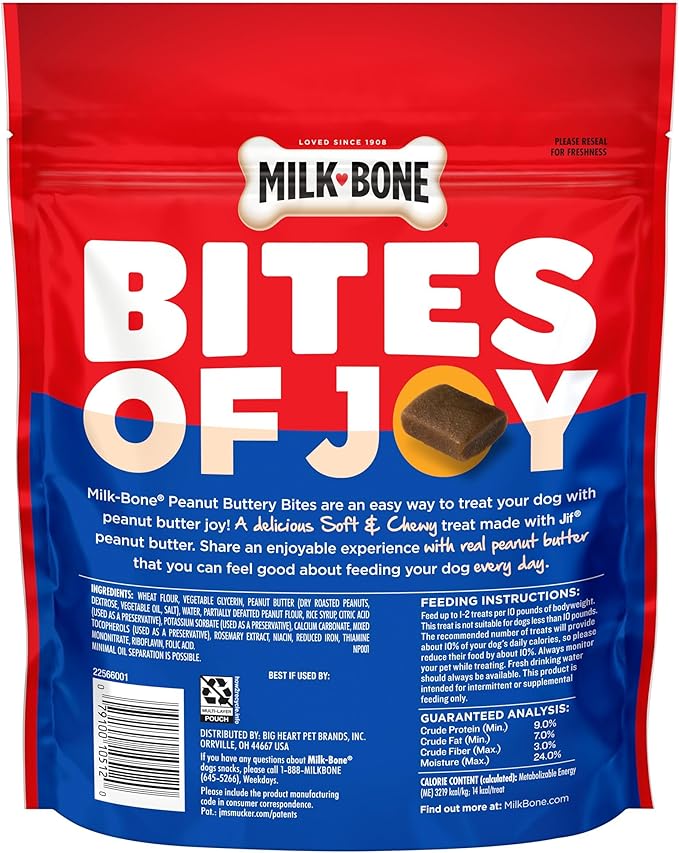 Milk-Bone Peanut Buttery Bites Soft Dog Treats with Real Peanut Butter & Bacon