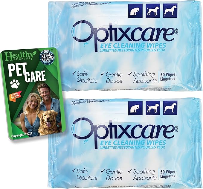 Healthy Surplus Optixcare Eye Cleaning Wipes for Dogs and Cats 50 Count 2 Pack (100 Total Wipes)