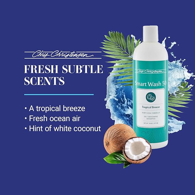Chris Christensen SmartWash50 Ultra Concentrated Dog Shampoo, Makes up to 50 Bottles, Groom Like a Professional, Delightfully Fragranced, Suitable for All Coats, Made in The USA (Tropical - Breeze)