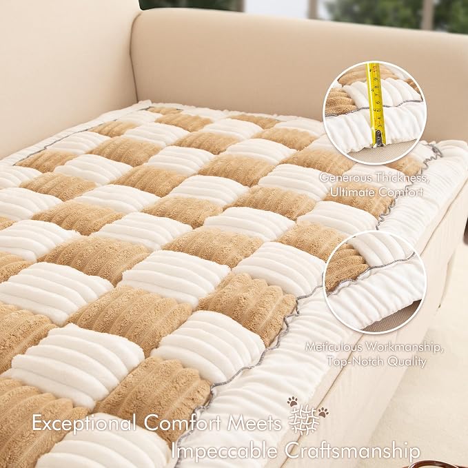 Couch Cover for Sofa, Sectional Couch Cover for Dogs, Sofa Cover Washable, Cushion Cover Blanket Pad Bed Mat for Pets, Fleece Furniture Protector, Camel, 27.6x70.9in