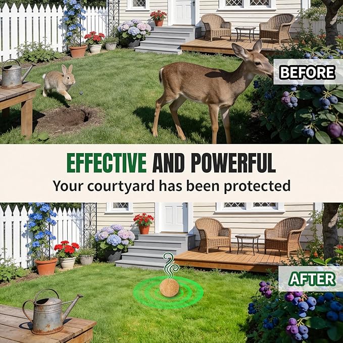 Deer Repellent, Deer & Rabbit Repellent, Peppermint Oil to Repel Deer, Rabbit, Deer Deterrent Outdoor for Lawn, Garden Use, Yard-10 Pack