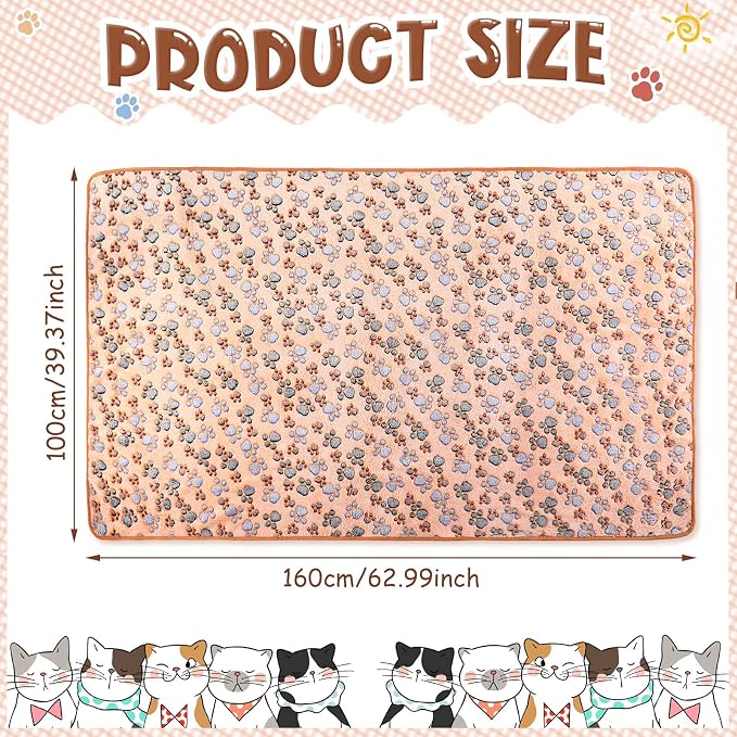 Tatuo 4 Pack Fleece Dog Blankets for Puppy Cats Multi-Size Sleep Mat for Pet Guinea Pig Soft Washable Warm Crate Bed Puppy Teething Toys Print Pattern Blanket Indoor(Mixed Color,40 x 63 Inch,Paw)