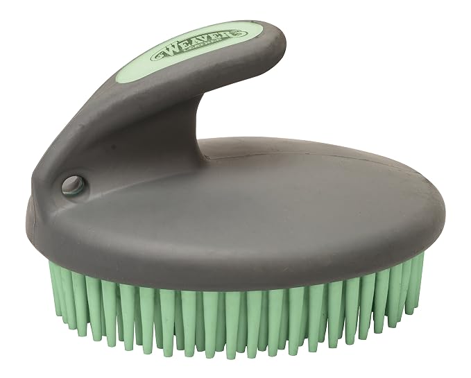 Weaver EquinePalm-Held Fine Curry with Small Rubber Bristles, Mint/Gray