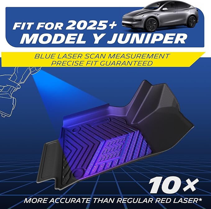 Michelin Vehicle Mat, All-Weather TPE Custom Fit Liner for Tesla Model Y 5 Seat Floor Mats 2025-2027 (3 Piece), Elite