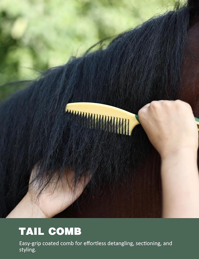 11-Piece Horse Grooming Kit with Waterproof Tote Pasture Glow | 10 coordinated horse grooming tools with comfort-grip designs and a spacious waterproof tote for complete horse grooming
