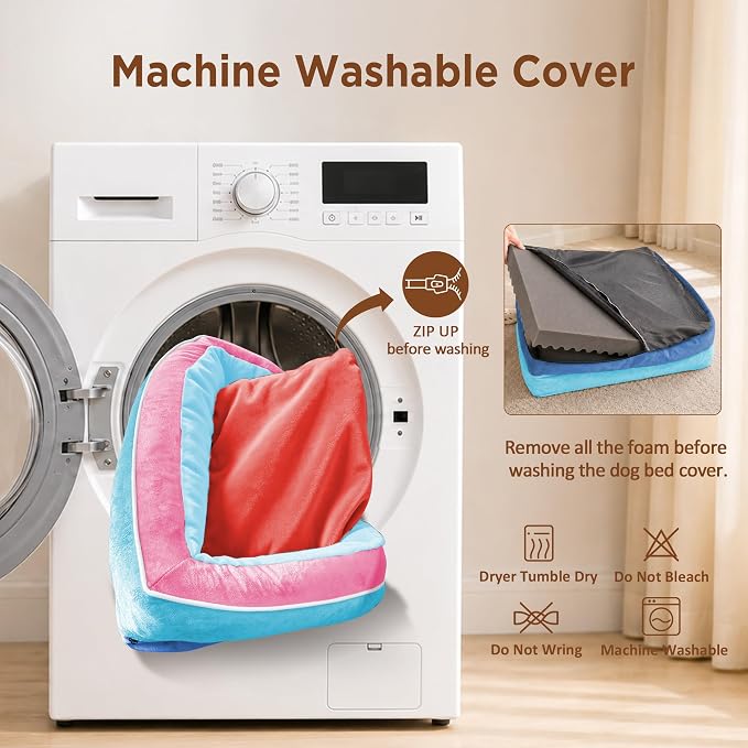 Comfort Expression Orthopedic Dog Beds for Large Sized Dog with Bolster | Waterproof Dog Couch Bed with Washable Cover & Non-Slip Bottom, Supportive Egg Crate Foam Large Pet Bed, 36x27 Inch
