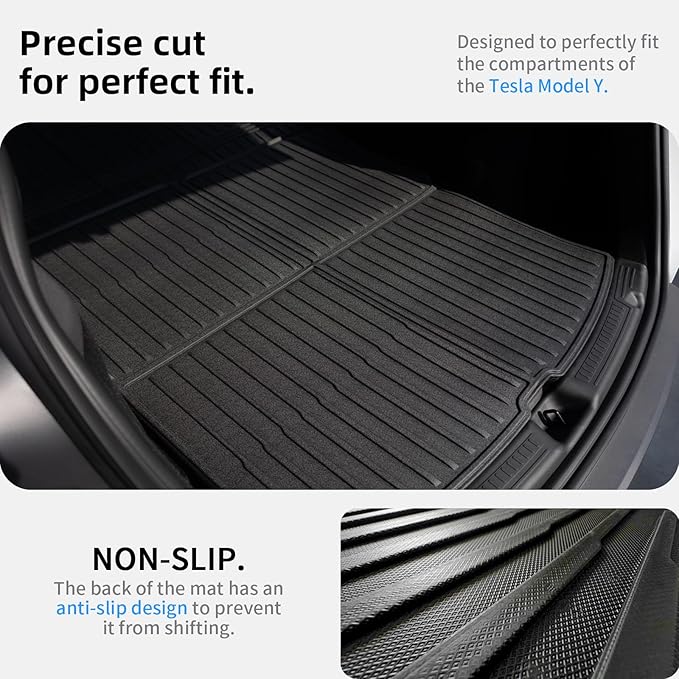 Cargo Liners for Tesla Model Y Juniper Trunk Mat, All Weather TPE Protector Anti-Slip Accessories 2020-2025 2026 Fits New Standard/Premium/Performance