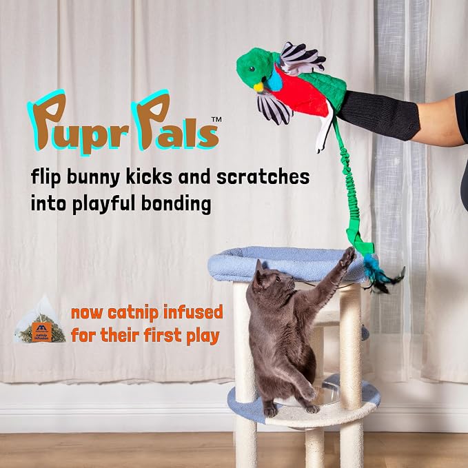 Milunova Pupr Pals Cat Wrestling Glove (Catnip Infused) Hand Puppet Toy with Tough Padding for Safe Interactive Play, Protection to Stop Kitten Scratching Hands; for Boredom-Busting Exercise