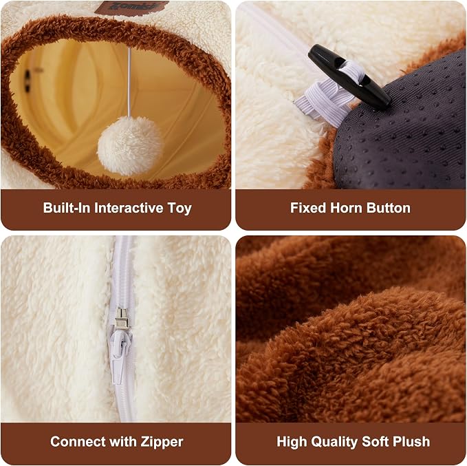 ZOMISIA Cat Tunnel Bed for Indoor Cats, Cute Cat Donut Toy Tunnel for Small Large Cats, Peekaboo Pet Cave Play Tunnel for Kitten/Rabbit,Grey