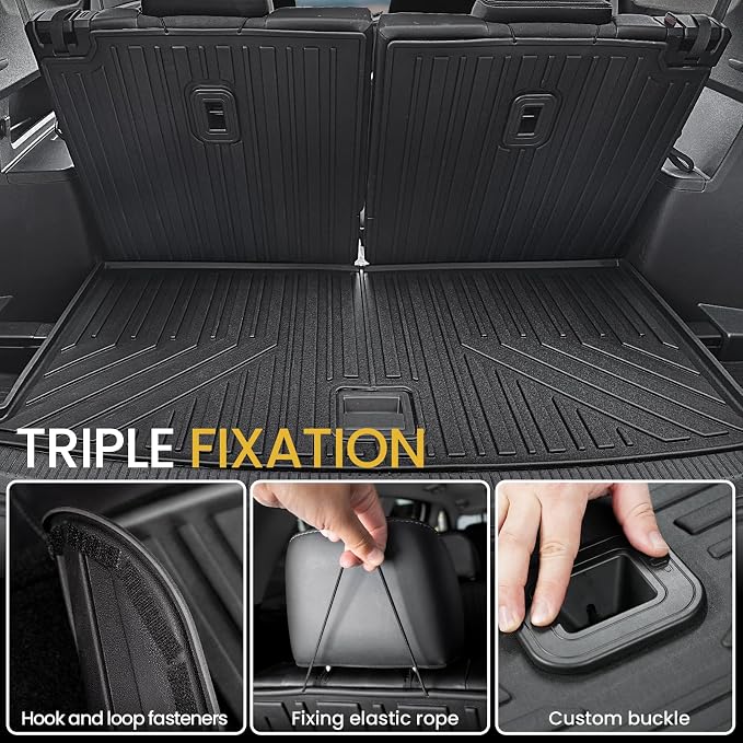 Cargo Mat with Backrest Mats for Volkswagen VW Atlas 6/7 Seats 2018-2025 2026 Car Mat Accessories(Not Fit Cross Sport), All Weather TPE Trunk Cargo Liner(Cargo Mat with Backrest Mats)