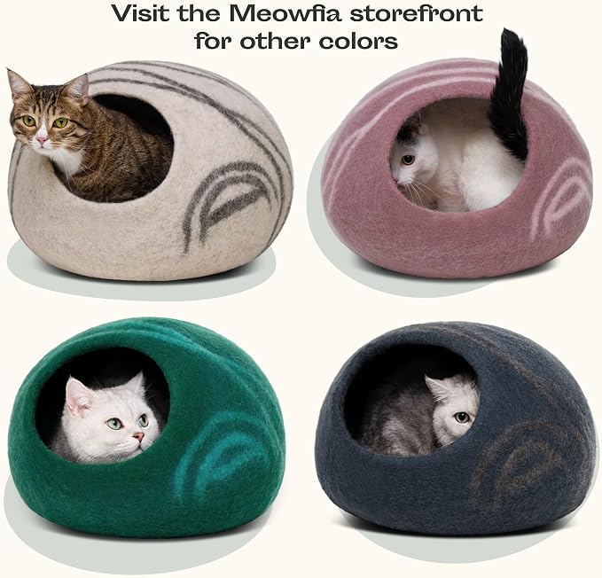 Cat Cave – Premium Felt Cat Bed Enclosure for Indoor Cats, Handmade Merino Wool (Tucson Sunset, Large)