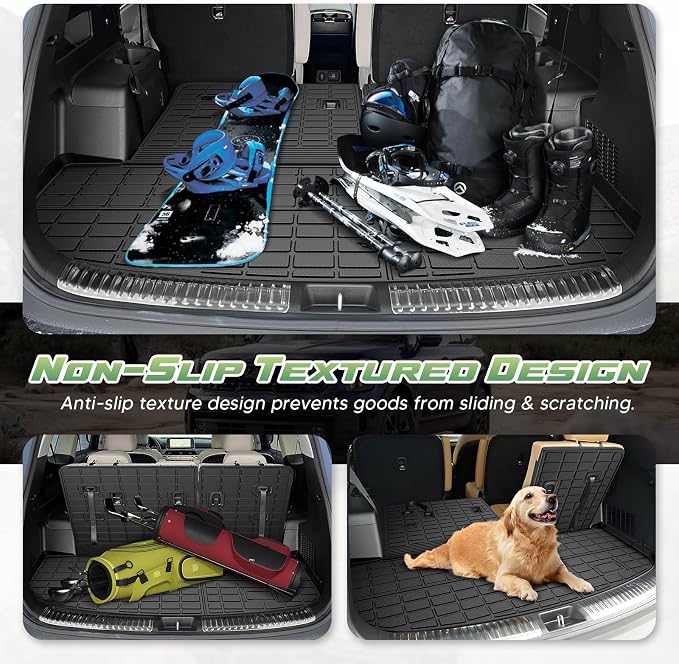 Cartist Cargo Mat & Backrest Mat Fits for Kia Telluride 2020 2021 2022 2023 2024 2025 (7/8 Passenger) All Weather TPE Trunk mat for Telluride Car Accessories for Telluride 2020-2025