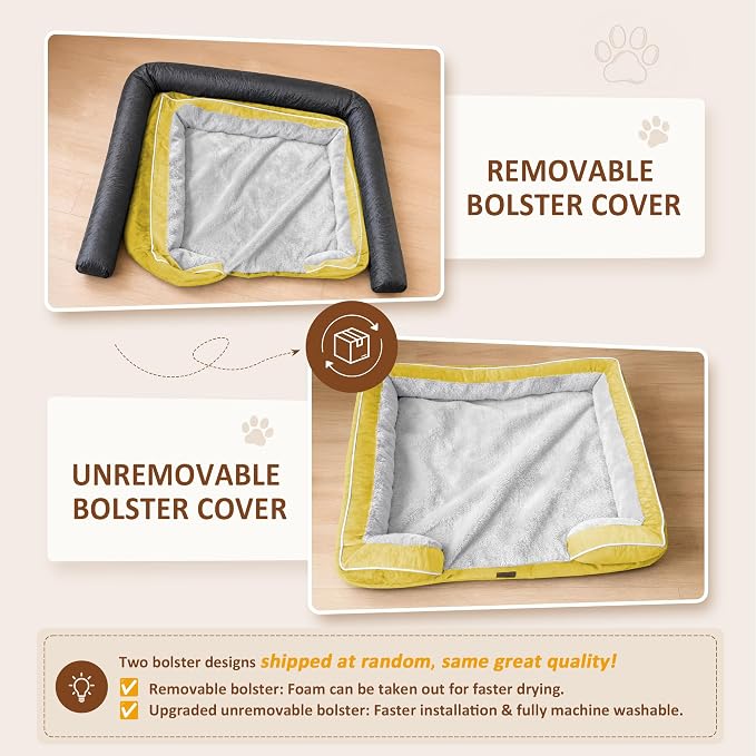 Comfort Expression Waterproof Orthopedic Dog Beds for Large Sized Dog | Supportive Egg Crate Foam Large Pet Bed with Removable Bolster, Dog Couch with Washable Cover & Non-Slip Bottom, 36x27 Inch