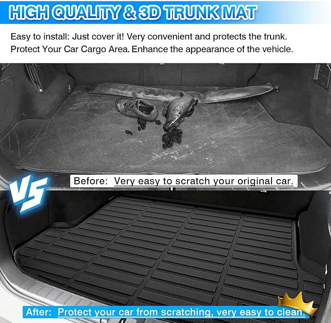 Cartist Custom Fit for Cargo Liner 2016-2022 Lexus RX350/RX450h (Not for RX350L & RX450hL) All Weather Trunk Mat Anti-Slip TPE Rear Trunk Floor Mat Waterproof