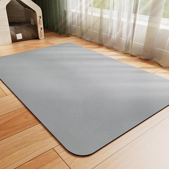 HotLive Dog Food Mat - Absorbent Cat Mat for Food and Water, No Stains Pet Feeding Bowl Mat, Easy to Clean Pet Placemats, Quick Dry Dog Water Dispenser Mat for Messy Drinkers | Grey 18"x 34"