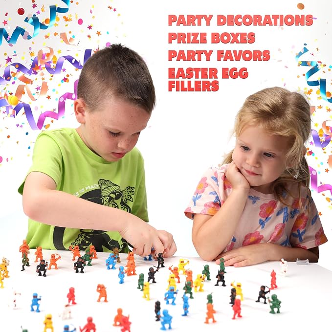 Vending Machine Capsules with Toys - 100 Pcs of 1.1 Inch Tiny Frosty Clear-Colored Acorn Capsules and Mini Ninja Warriors Figurines for Kids - Plastic Capsules for Toys Bulk - Easter Basket Stuffers