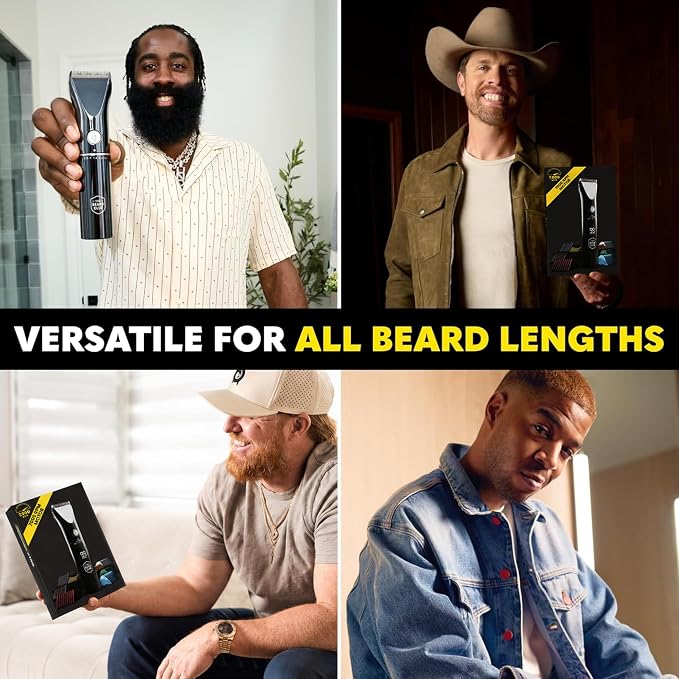 The Beard Club Beard Trimmer for Men - Electric Cordless Rechargeable Beard & Hair Trimmer - High Power 7000 RPM - 8 Color Guides 45 Unique Trim Lengths - Travel Lock