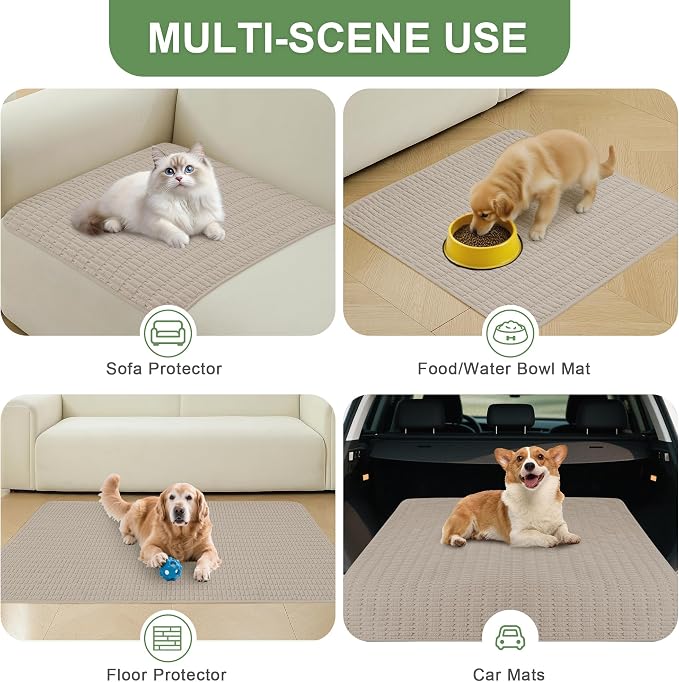 Washable Pee Pads for Dogs Puppy Pad, Brown 30”x34” 2 Pack | High Absorbent Dog Pee Pad Leak Proof Cat Rugs, Reusable Non Slip Pet Mat, Wee Wee Pads for Training, Crate and Floor