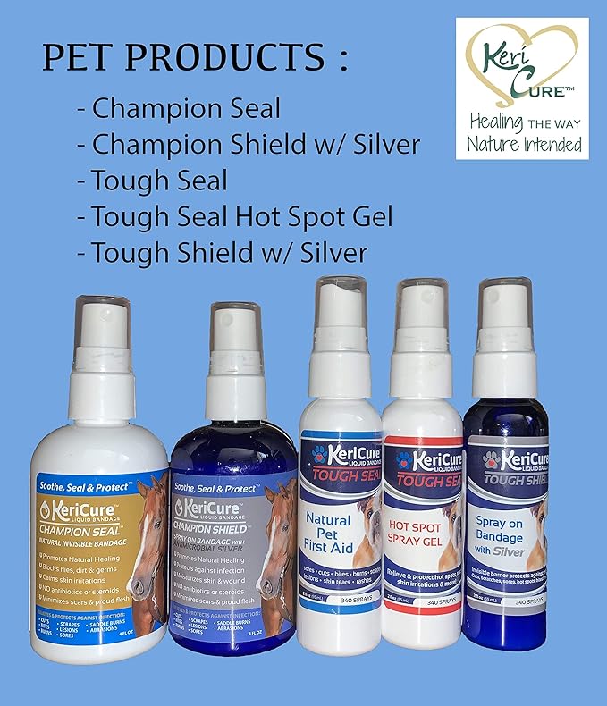 Tough Shield Silver Liquid Bandage, 2 Pack, Spray on Bandage with Silver Hydrosol for Pets and Small Animals, 2oz First Aid Sprays for Dogs, Cats - Soothes, Seals, and Protects