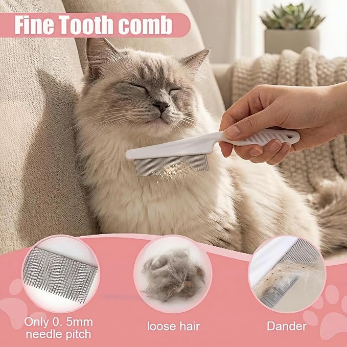 12PCS Dog Bath Kit & Dog Brush Kit for Dogs & Cats - Professional Pet Grooming Tools Set with Shedding Brush, Bath Scrubber, Dematting Comb & Storage Bag - Complete Dog Washing Essentials, Pink