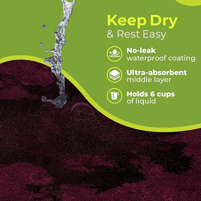 PeapodMats Bedwetting Waterproof Bed Mat, Reusable 3x5 Plum | Washable reusable bed mat for bedwetting, incontinence, kids, adults, pets, and mattress protection.