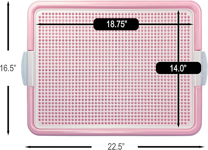 Dog Pee Pad Holder Tray, Puppy Potty Training, 22.5"x16.5", PP Plastic, Snap Lock, 4 Colors (Pink)