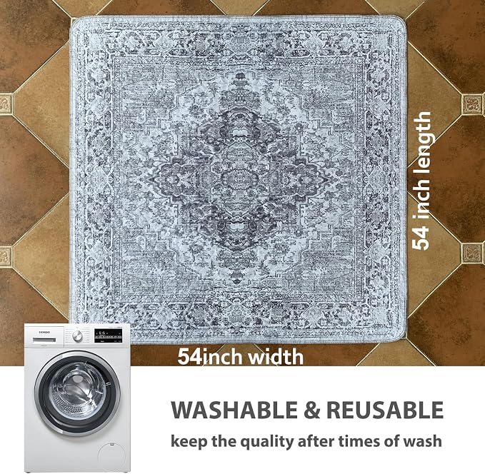 nunubaby Washable Pee Pads for Dogs, Stylish, Non-Slip and Leak-Proof Pee Pads. Reusable Potty Pads for Dogs for Crates and Floors.(Gray/Geo,54" x54" )