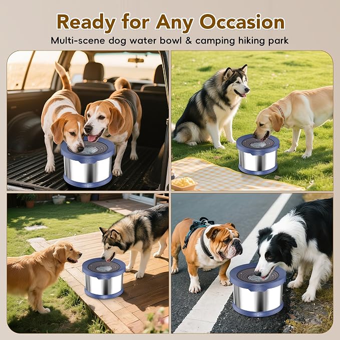 UPSKY 8L Dog Water Bowl No Spill Stainless Steel for Slow Drinking Blue | Large Capacity, Spill-proof, Non-slip Design, Durable, For Large Dogs, Messy Drinkers & Multi-pet Homes, Outdoor / Indoor