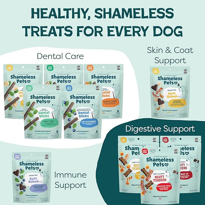 Shameless Pets Soft & Chewy Dog Treats, Beef Up Meaty Tenders, 1.5lb – Real Beef is 1st Ingredient – Grain Free, No Corn or Soy – Digestive Support – for Small, Medium & Large Dogs
