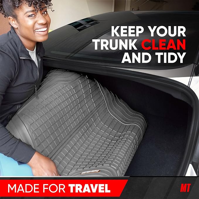 Motor Trend FlexTough Rear Cargo Mat – Heavy-Duty Trimmable Car Trunk Mat for Back of SUV, Universal Rear Cargo Liner for SUV, Flexible Trunk Liner, Automotive Floor Mats & Cargo Liners (Gray)