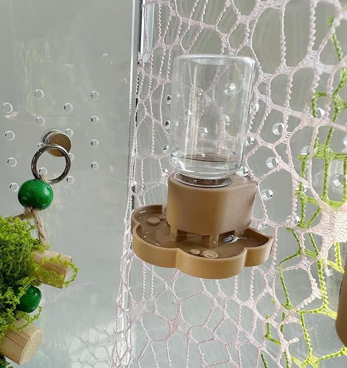 Jumping Spider Water Dispenser, Magnetic Hanging Feeder Dish with Cleaning Brush and Tweezers,Fits for Jumping Spiders,Arboreal Animals, and Other Small Animal Accessories (Beige, 8ml)