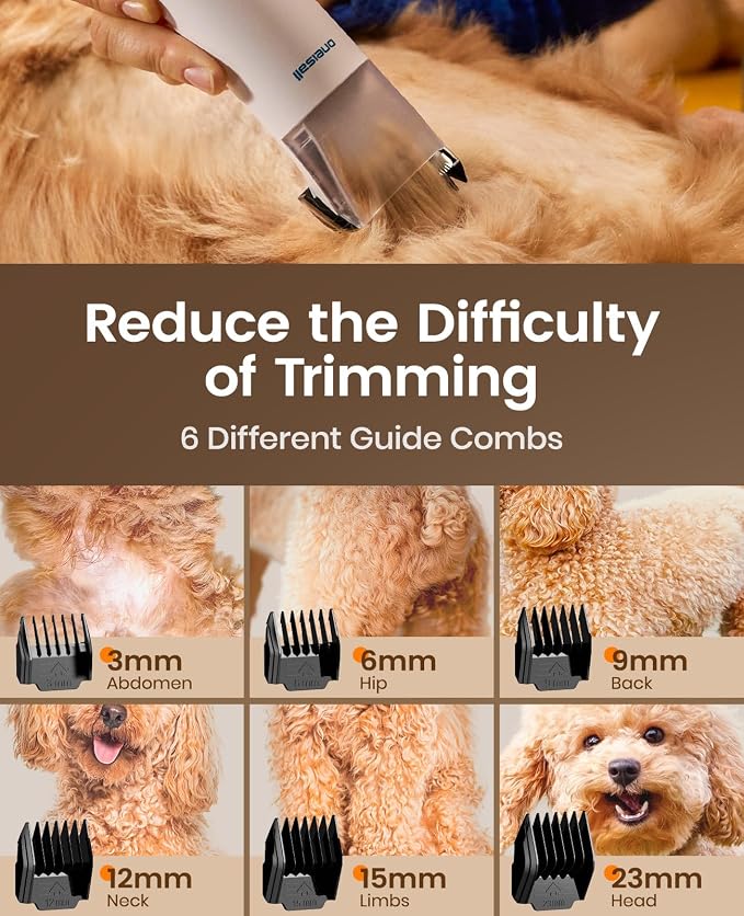 oneisall Dog Grooming Vacuum - 15000Pa Suction, Captures 99% Pet Hair to Reduce Shedding, Dog Grooming Clippers & Quiet Brush (≤59dB) with 4 Accessories, 2L Dust Canister for Home Cleaning | 15000Pa Suction Power, Dog Grooming Kit, Low Noise≤59dB, Clip...