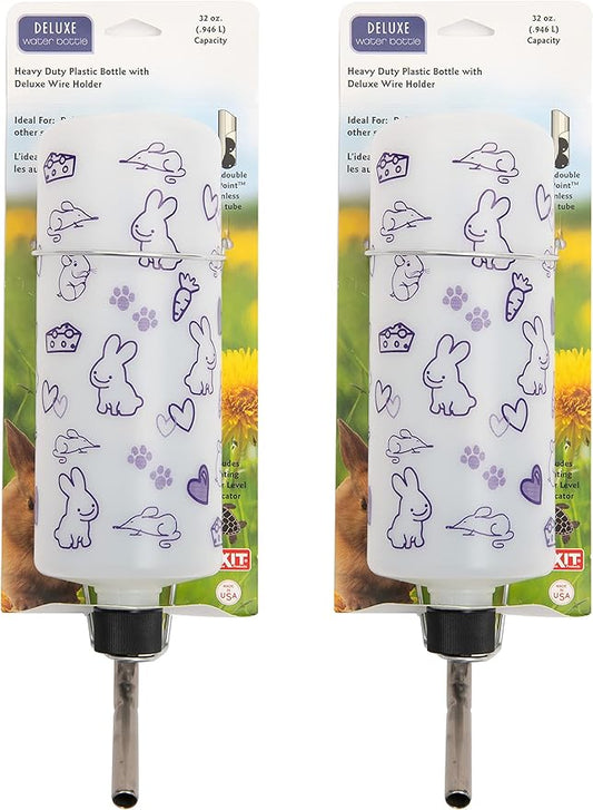 Lixit® Original Super Seal Classic Water Bottle for Rabbits, Cats, Ferrets, Hamsters, Guinea Pigs, Gerbils and Other Small Animals - Made in USA (Frosted (Pack of 2), 32 Ounce)