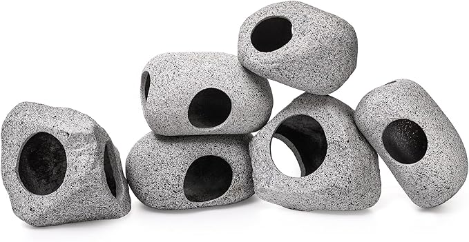 Eorbow 6 Pack Aquarium Decoration Rock Caves, Betta Fish Tank Hideaway, Hideout Stones House Decor for Cichlid Shrimp Territorial Fish Hiding Breeding Spawning, Fish Tank Ornaments