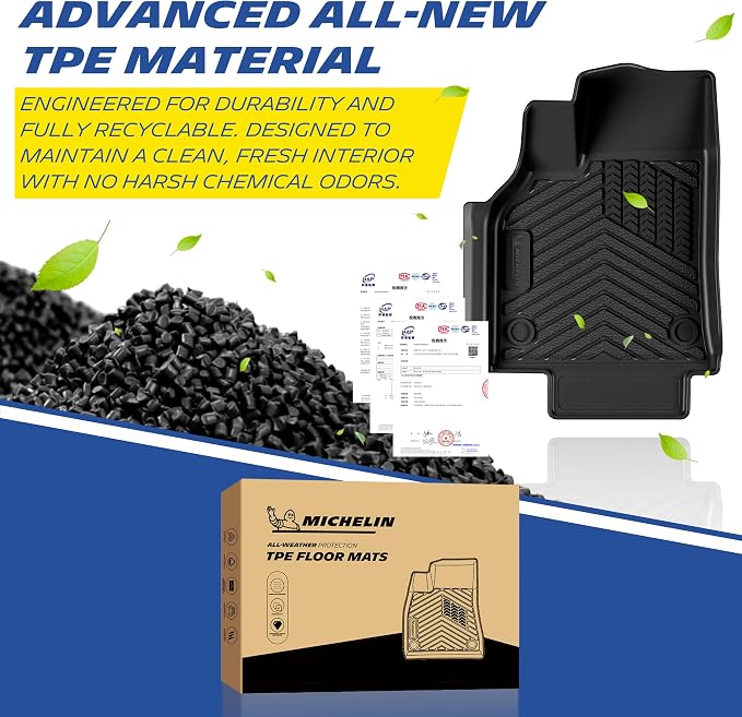 Michelin Vehicle Mat, All-Weather TPE Custom Fit Liner for Tesla Model Y 5 Seat Standard Floor Mats 2025-2027 (9 Piece), Not Fit Premium or Performance, Premier