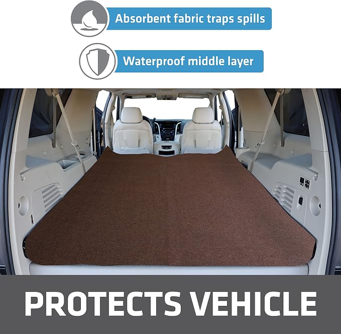 Drymate Premium Reversible Cargo Liner Mat (Brown/Charcoal), (60” x 84”), Seat Cover/Trunk Liner - Absorbent/Waterproof/Durable - Vehicle Protection Mat for SUVs, Trucks, Vans, Cars, Dogs (USA Made)