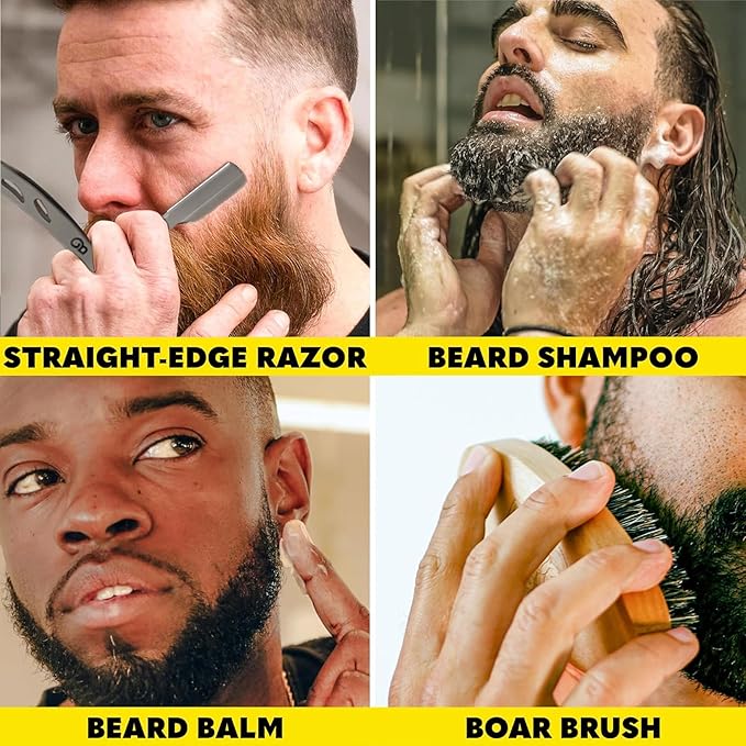 Beard Club Mens Grooming Kit & Beard Trimmer for Men - Professional Cordless Electric Hair & Moustache Trimmer, Straight Razor, Shampoo, Balm, Brush & Comb - Grooming Kit Gift Set