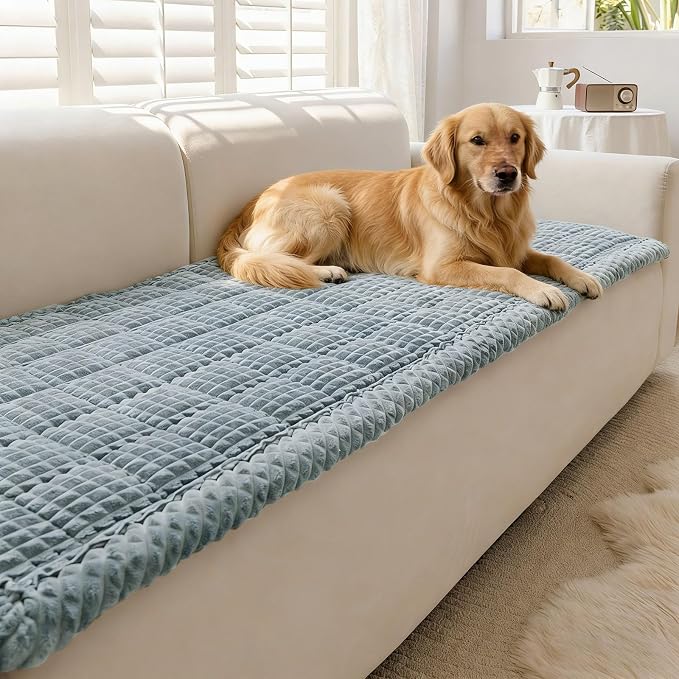 Couch Cover for Dogs Washable, Non-Slip Pet Couch Covers for Sofa, Fuzzy Dog Couch Cover Blanket, Thick, Soft, Plush Couch Cushion Covers for Sofa Protector (Blue Gray, 27.6" x 59"/70 x 150cm)
