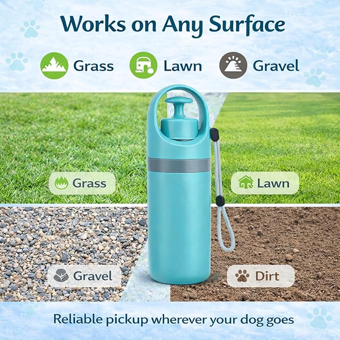 Dog Pooper Scooper for Large Small Dogs - Portable Eco-Friendly Lightweight Poop Scooper for Dogs, Mini Waste Picker for Lawn, Grass, Gravel, and Easy to Carry (7.4 x 2.8in) Blue
