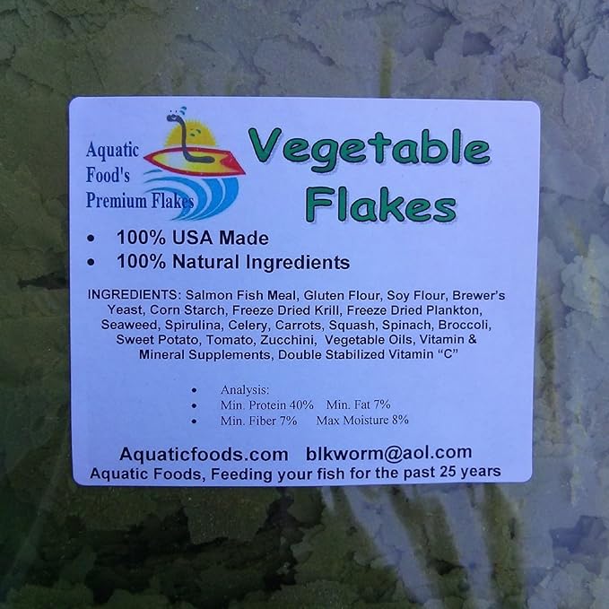 Aquatic Foods Inc. Intense Multi Vegetable Flakes for African Cichlids, Central & South American Cichlids, Tetras, Live Bearers, All Tropical Fish…AF Flakes...1-lb