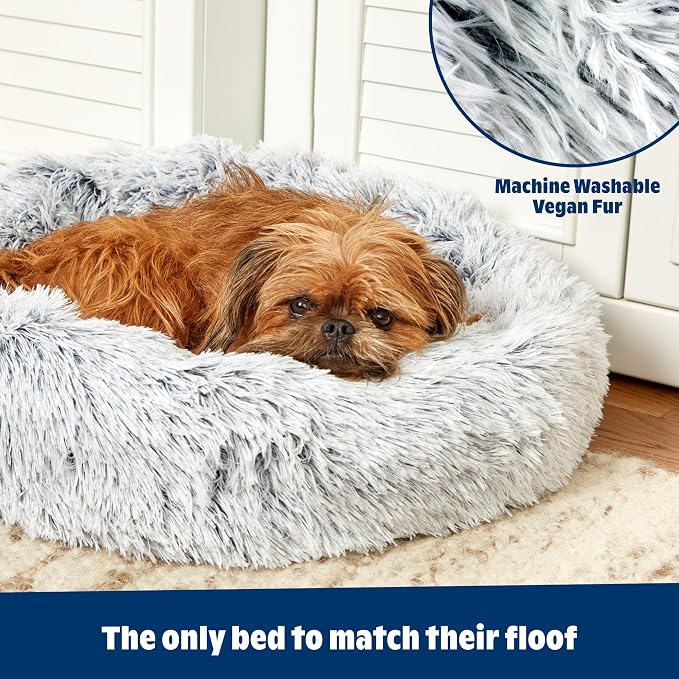 Barkbox Dog Bed, 2-in-1 Memory Foam Donut Cuddler Dog and Cat Bed, Calming Orthopedic Joint Relief Fur Crate Lounger for Pets, Machine Washable + Removable Cover, Waterproof Lining, Includes Toy | Calming Orthopedic Joint Relief Crate Lounger for Pets,...
