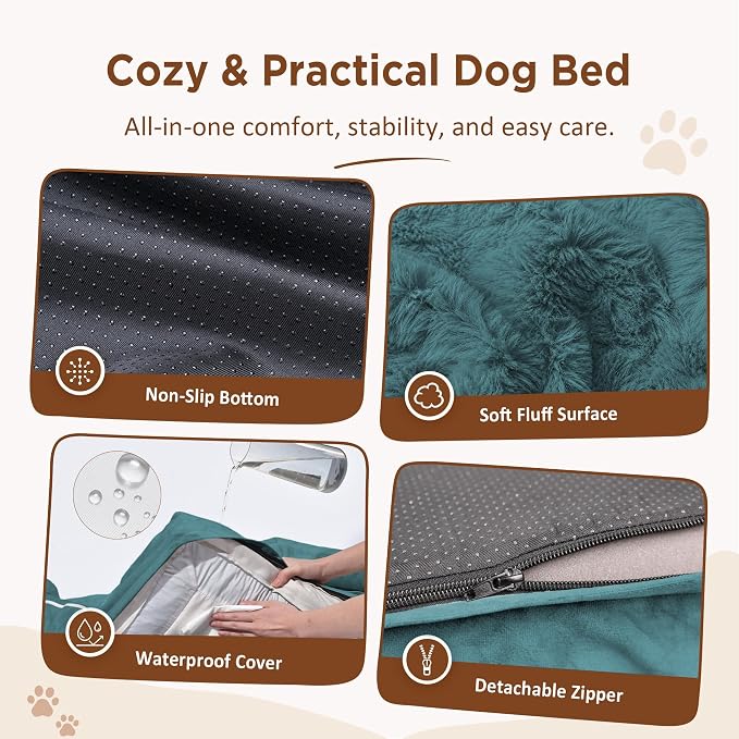 Comfort Expression Waterproof Orthopedic Dog Beds for Large Sized Dog | Supportive Egg Crate Foam Large Pet Bed with Removable Bolsters, Dog Couch with Washable Cover & Non-Slip Bottom, 38x25 Inch