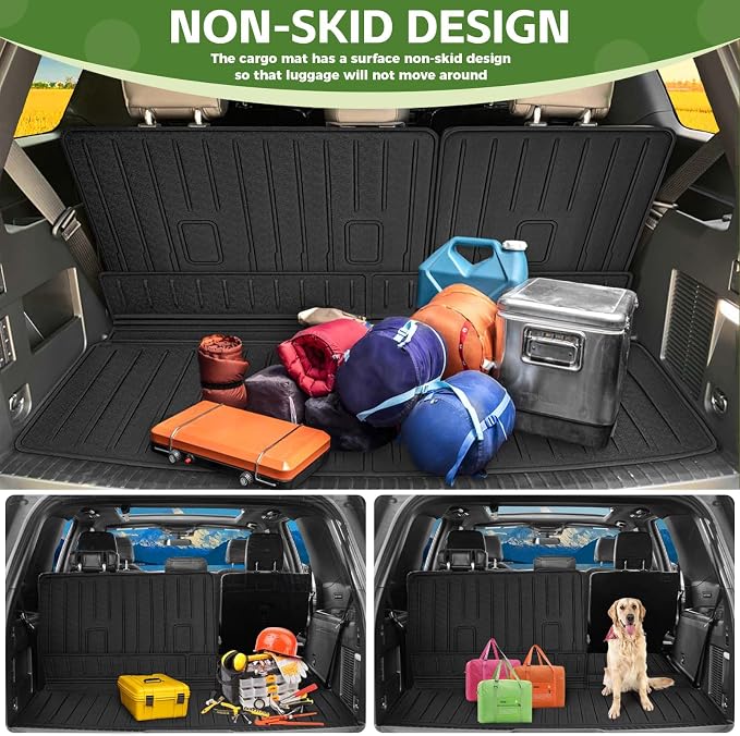 Cargo Liners for 2018-2024 Ford Expedition/Lincoln Navigator Trunk Mat with 3rd Row Seat Back Cover Accessories, All Weather Rear Cargo Mat Backrest Protector (Not for Max & L Models)