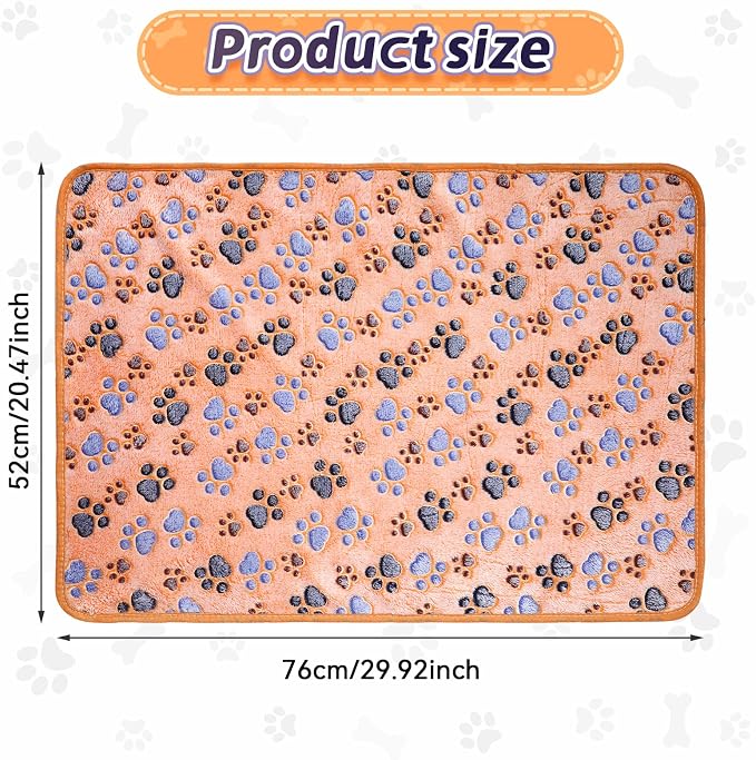Tatuo 4 Pack Fleece Dog Blankets for Puppy Cats Multi-Size Sleep Mat for Pet Guinea Pig Soft Washable Warm Crate Bed Puppy Teething Toys Print Pattern Blanket Indoor(Coffee,30 x 20.5 Inch,Paw)