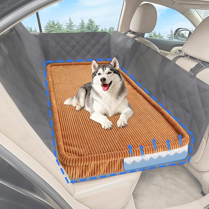 Loiion Dog Car Bed, Non-Slip Backseat Extender Pet Mat 56"x28.7"x2" | Removable, Washable Dog Bed With Waterproof Liner Protects Car Seats, Anti-Slip Travel Bed For Dogs