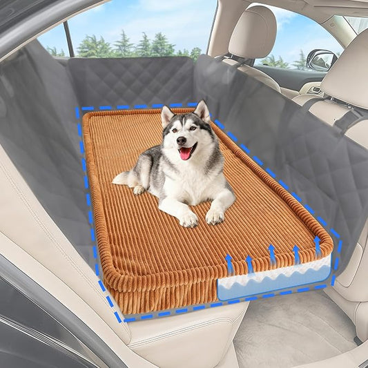 Loiion Dog Car Bed, Non-Slip Backseat Extender Pet Mat 56"x28.7"x2" | Removable, Washable Dog Bed With Waterproof Liner Protects Car Seats, Anti-Slip Travel Bed For Dogs