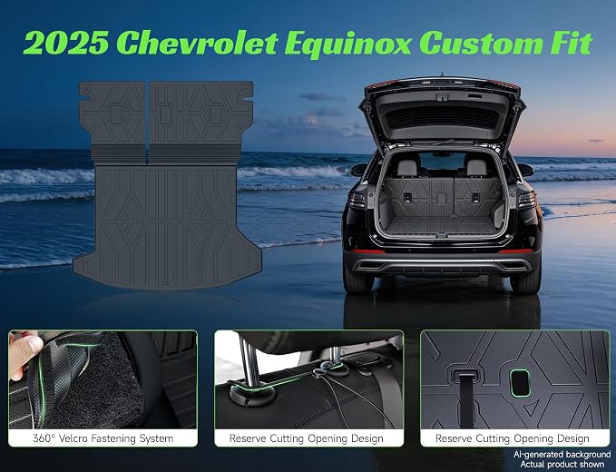 Cargo Trunk Mat with Backrest Mats for 2025 2026 Chevrolet Chevy Equinox/GMC Terrain (Not for Equinox EV),All Weather Protection TPE Heavy Duty Cargo Liner Equinox/Terrain Accessories,Black