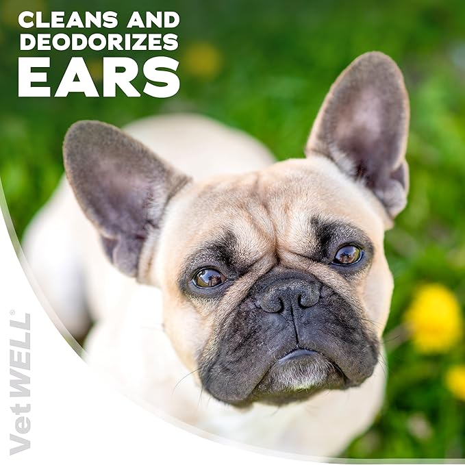 VetWELL Ear Cleaner for Dogs and Cats - Otic Rinse for Infections and Controlling Ear Infections and Odor in Pets - 8 oz (Sweet Pea Vanilla) (Pack of 2)