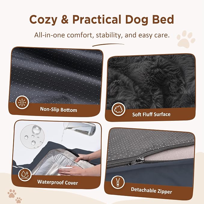 Comfort Expression Waterproof Orthopedic Dog Bed for Medium Size Dog | Supportive Egg Crate Foam Medium Pet Bed with Removable Bolsters, Dog Couch with Washable Cover & Non-Slip Bottom, 30x20 Inch